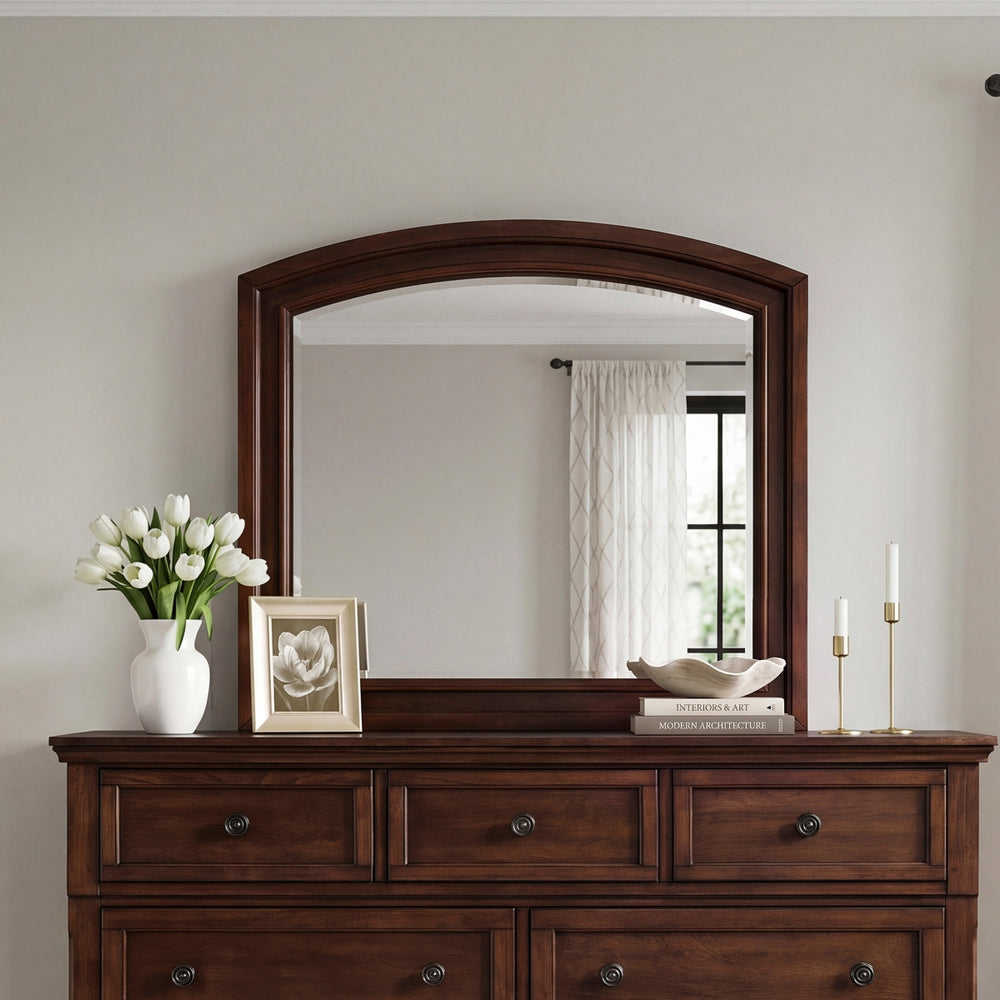 Magnolia Dark Cherry Dresser with Arched Mirror