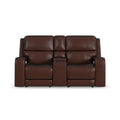 Flexsteel Oasis Leather Power Reclining Loveseat with Console, Power Headrests, Lumbar, Heat & Massage