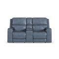 Flexsteel Oasis Leather Power Reclining Loveseat with Console, Power Headrests, Lumbar, Heat & Massage