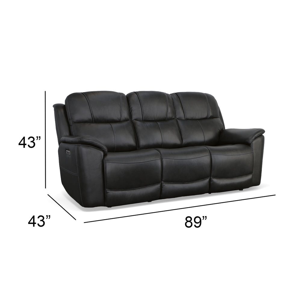 Flexsteel Crew Leather Power Reclining Sofa with Power Headrests & Lumbar