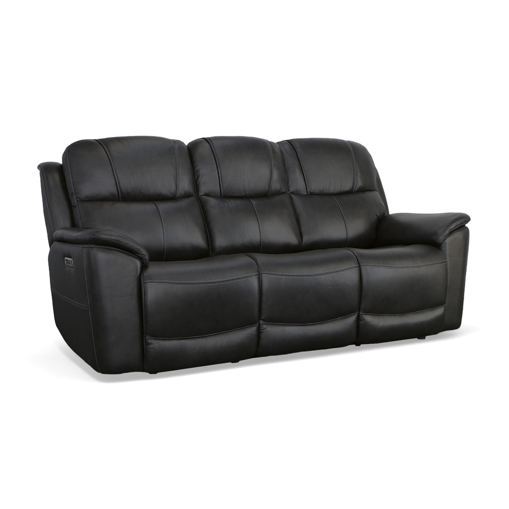 Flexsteel Crew Leather Power Reclining Sofa with Power Headrests & Lumbar