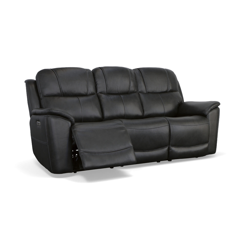 Flexsteel Crew Leather Power Reclining Sofa with Power Headrests & Lumbar