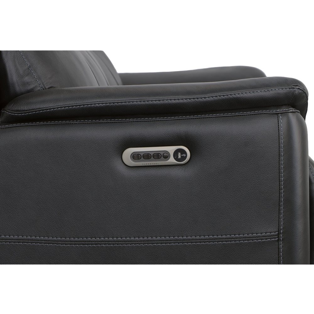 Flexsteel Crew Leather Power Reclining Sofa with Power Headrests & Lumbar