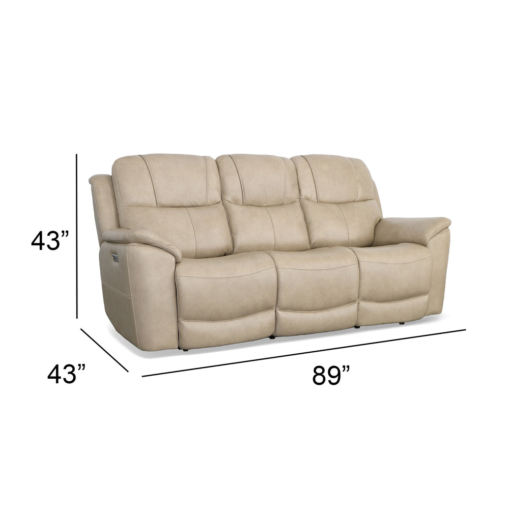 Flexsteel Crew Leather Power Reclining Sofa with Power Headrests & Lumbar
