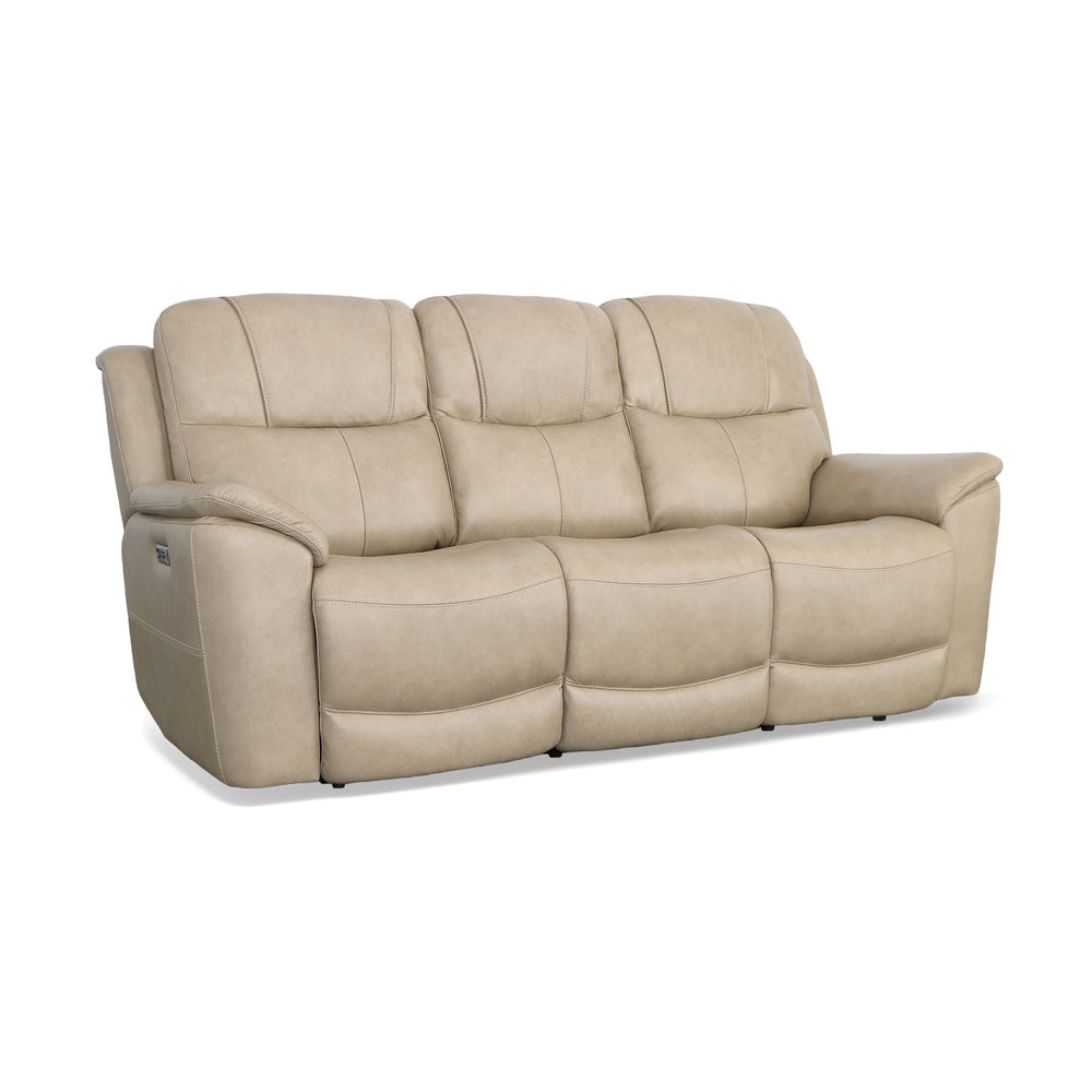 Flexsteel Crew Leather Power Reclining Sofa with Power Headrests & Lumbar