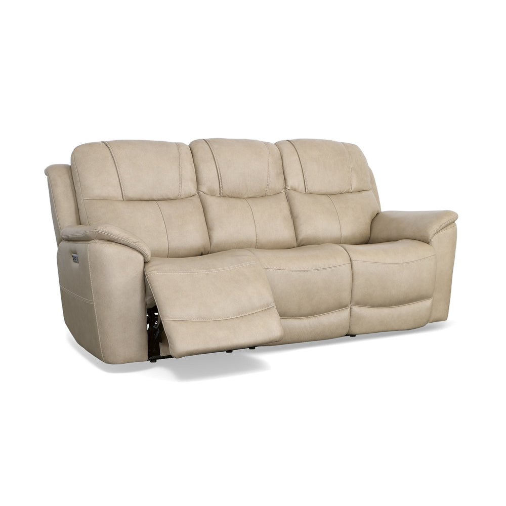 Flexsteel Crew Leather Power Reclining Sofa with Power Headrests & Lumbar