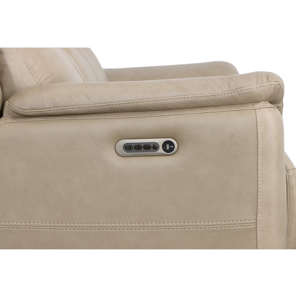 Flexsteel Crew Leather Power Reclining Sofa with Power Headrests & Lumbar