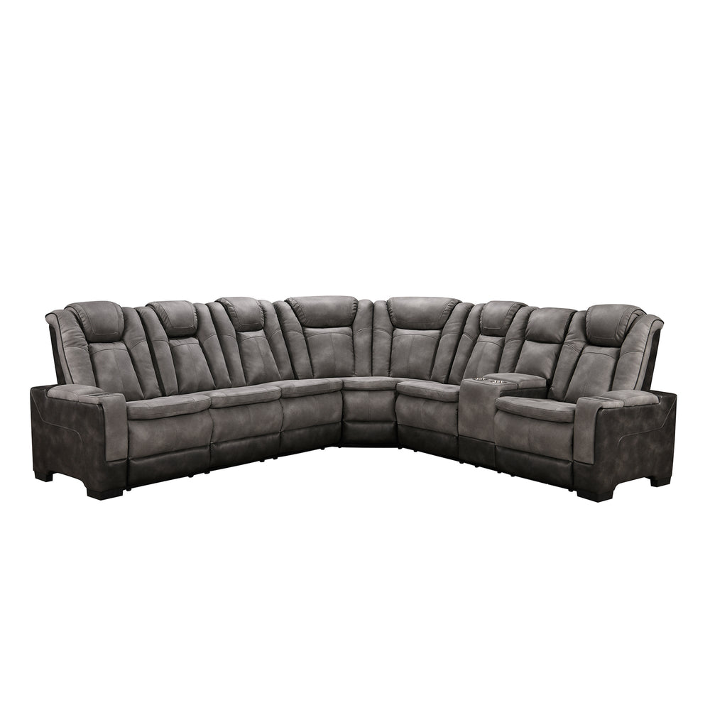 Rider Collection Power Reclining Sectional - Gray angle