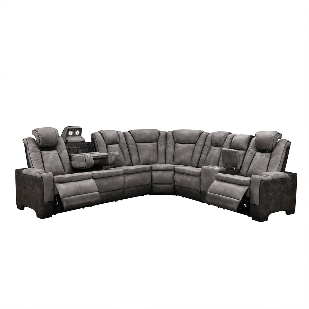 Rider Collection Power Reclining Sectional - Gray console