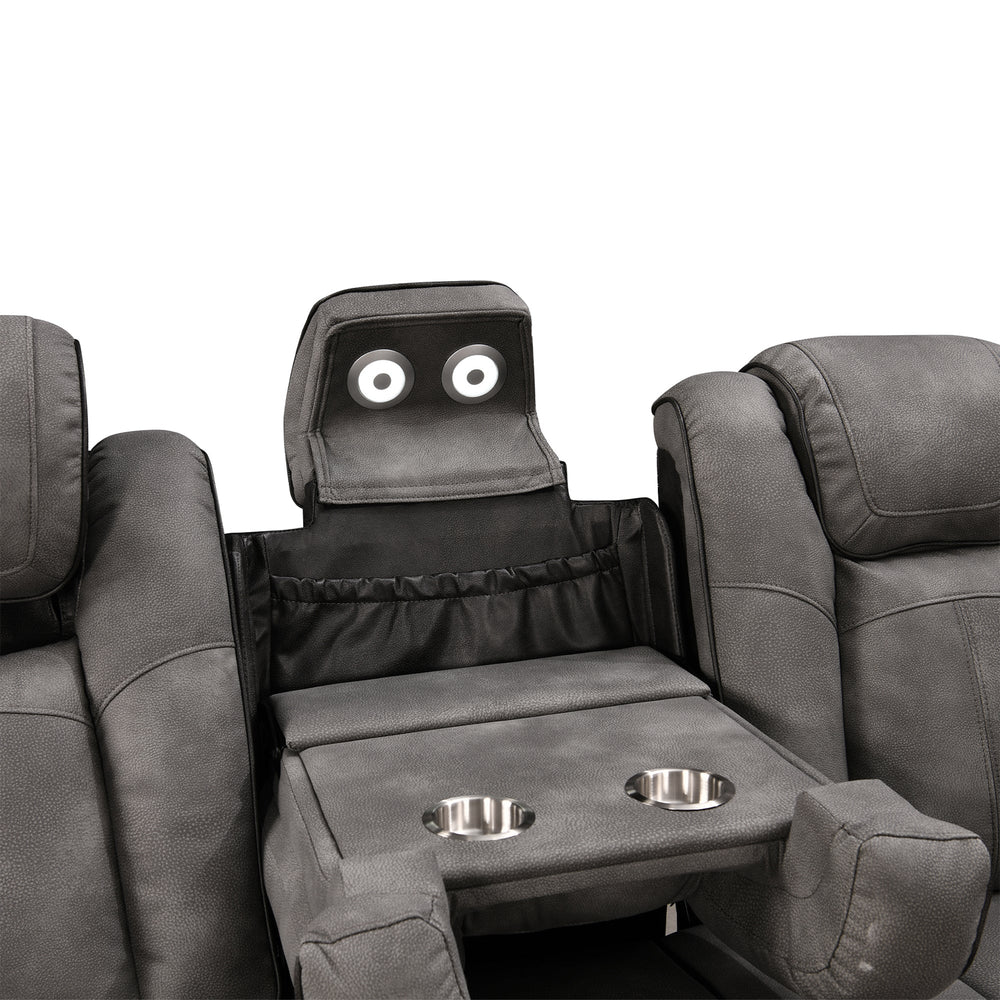 Power Reclining Sectional with Console – Gray