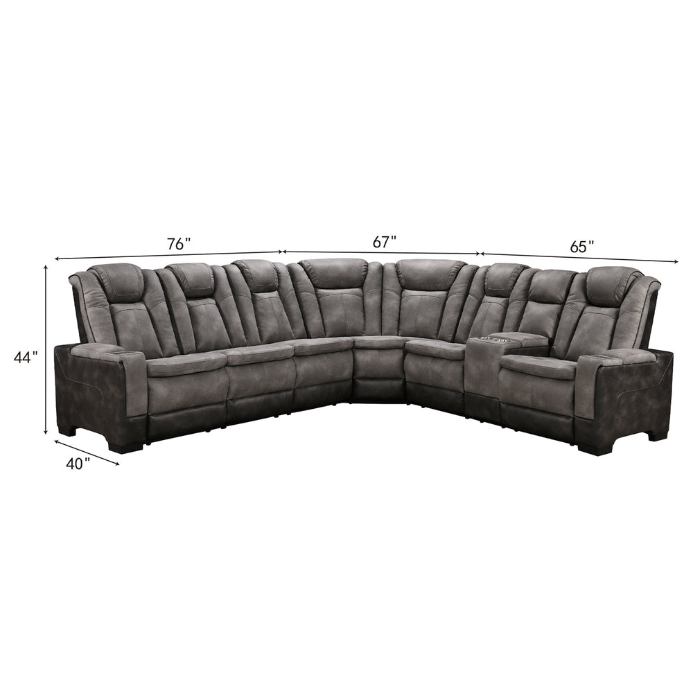 Power Reclining Sectional with Console – Gray