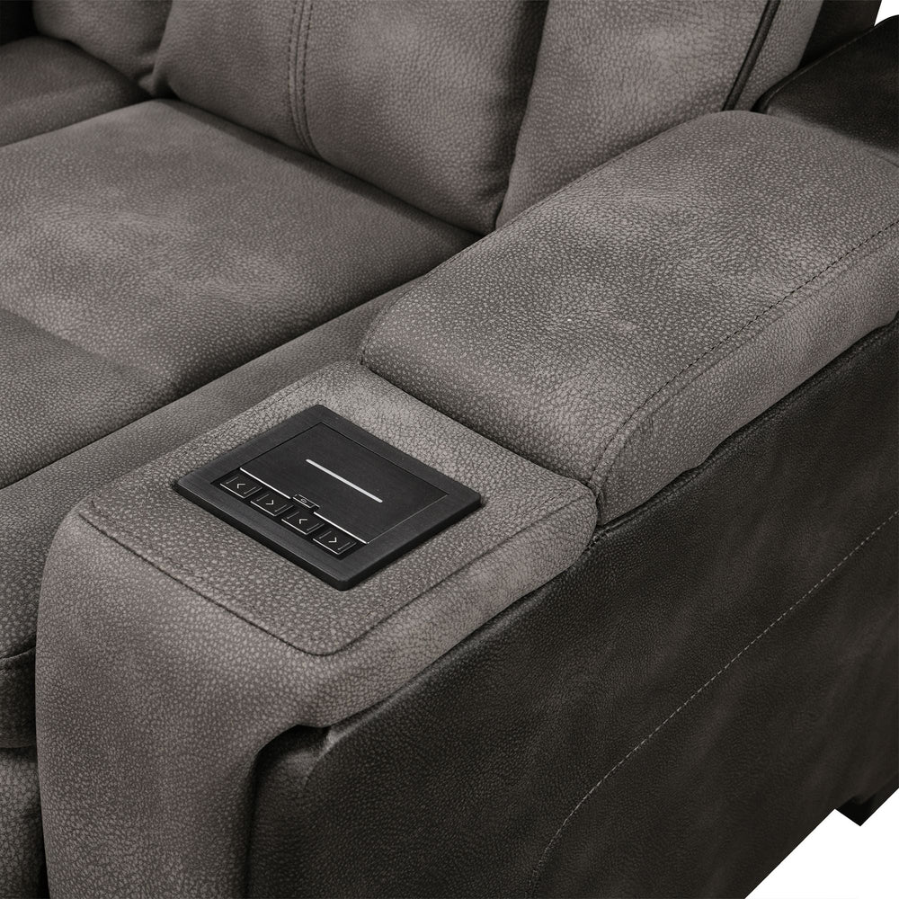 Power Reclining Sectional with Console – Gray