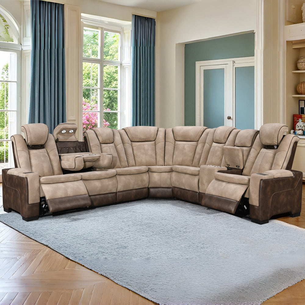 Rider Collection Power Reclining Sectional - Brown angle