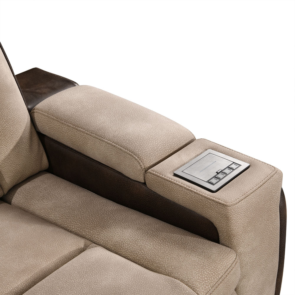Power Reclining Sectional with Console – Brown