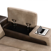 Power Reclining Sectional with Console – Brown