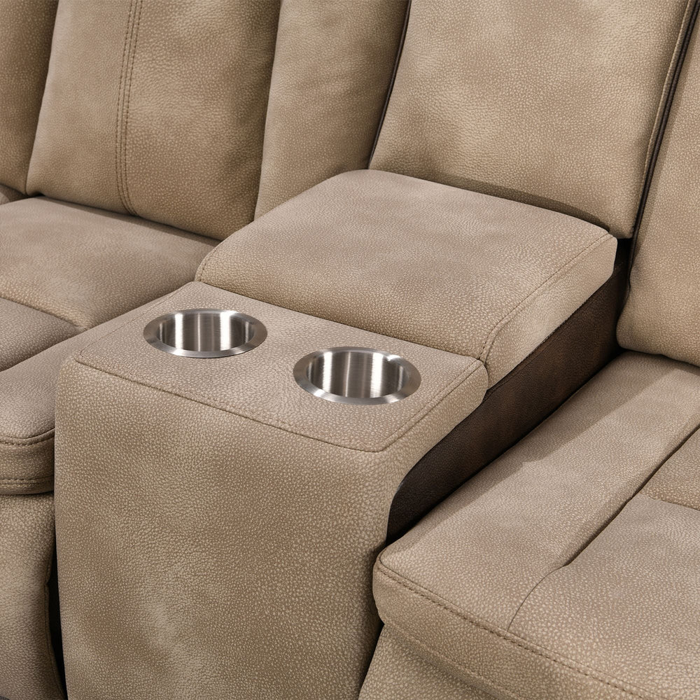 Power Reclining Sectional with Console – Brown