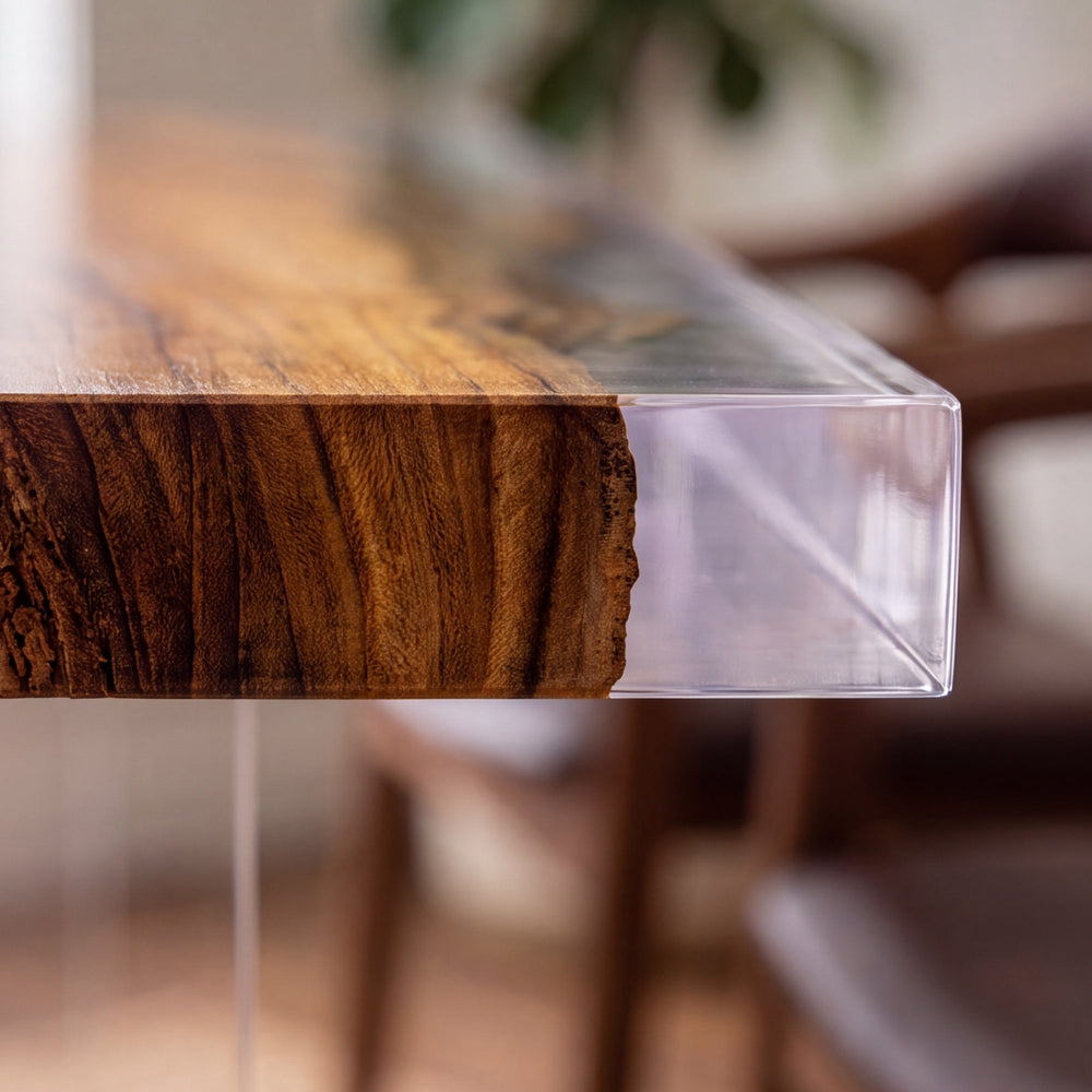 Olive Wood Clear Epoxy River Dining Table