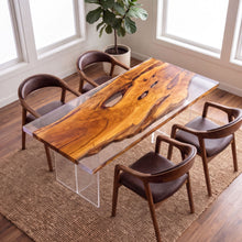 Olive Wood Clear Epoxy River Dining Table