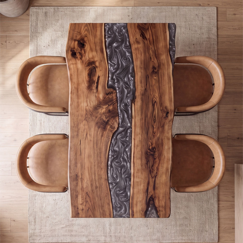 Black Walnut Gray Epoxy River Dining Table