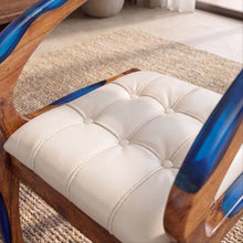Walnut Sapphire Blue Epoxy Dining Arm Chair