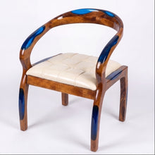 Walnut Sapphire Blue Epoxy Dining Arm Chair