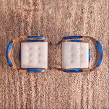Walnut Sapphire Blue Epoxy Dining Arm Chair