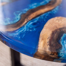 Black Walnut Blue Epoxy Oval Coffee Table