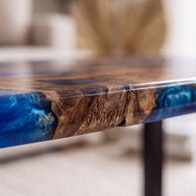 Black Walnut Blue Epoxy Oval Coffee Table
