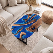 Black Walnut Blue Epoxy Oval Coffee Table