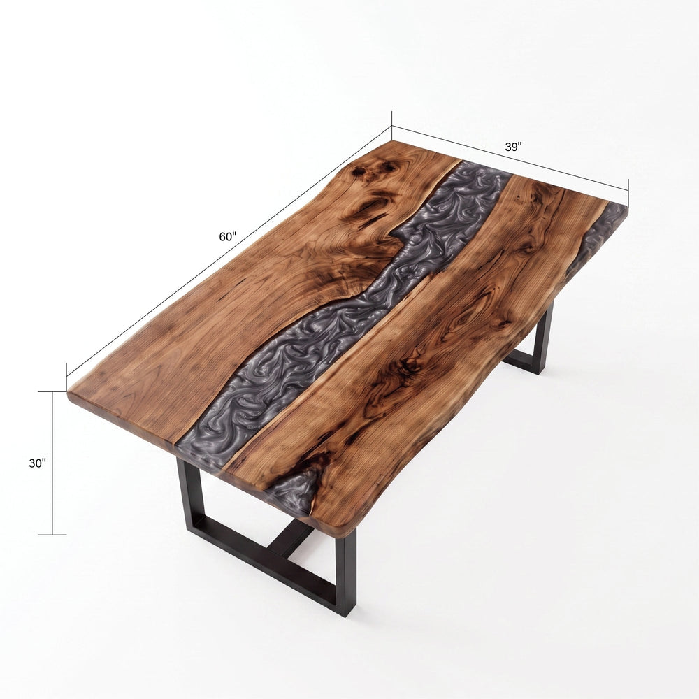 Black Walnut Gray Epoxy River Dining Table