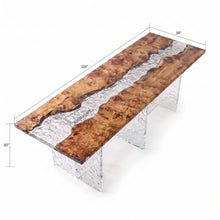 Poplar Ice Crystal Epoxy River Dining Table