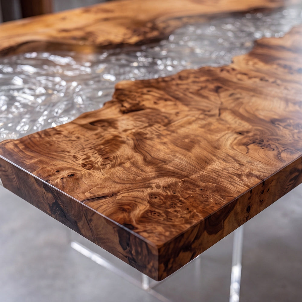 Poplar Ice Crystal Epoxy River Dining Table