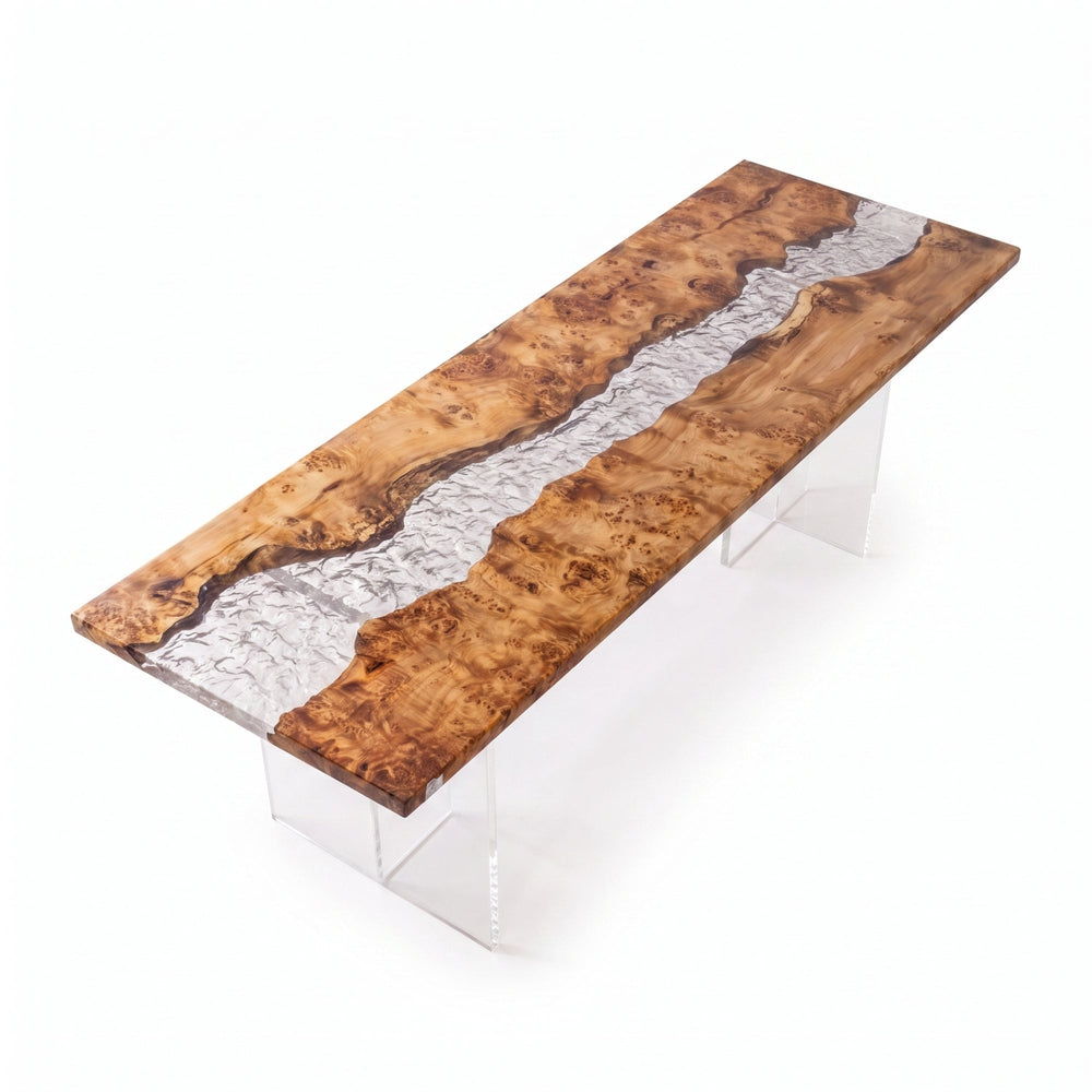 Poplar Ice Crystal Epoxy River Dining Table