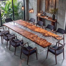 Poplar Ice Crystal Epoxy River Dining Table