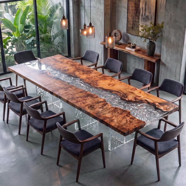 Ice Crystal Epoxy River Dining Table 135