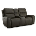 Flexsteel Jarvis Leather Power Reclining Loveseat with Console