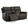 Flexsteel Jarvis Leather Power Reclining Loveseat with Console