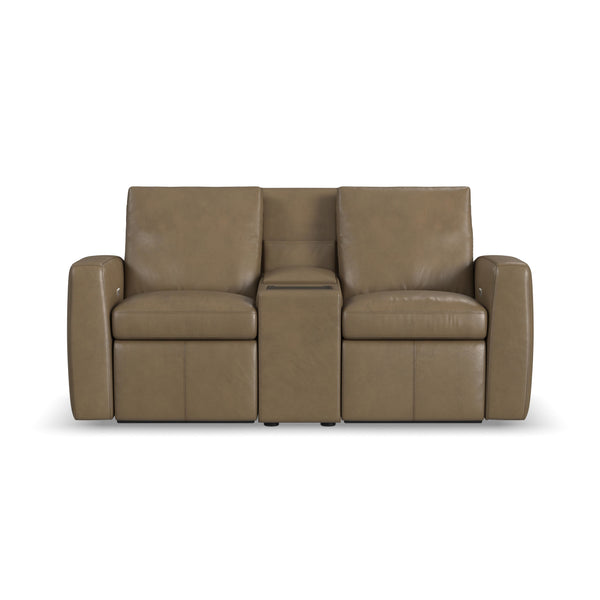 Flexsteel Aria Leather Power Reclining Loveseat with Console