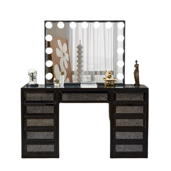 Runway 11 Drawer Vanity Glossy Black Laquear Finish