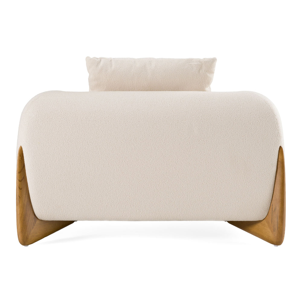 Han Contemporary Cream Fabric and Walnut Lounge Chair