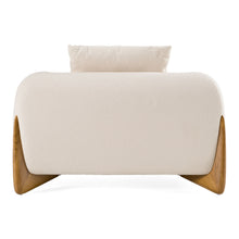 Han Contemporary Cream Fabric and Walnut Lounge Chair