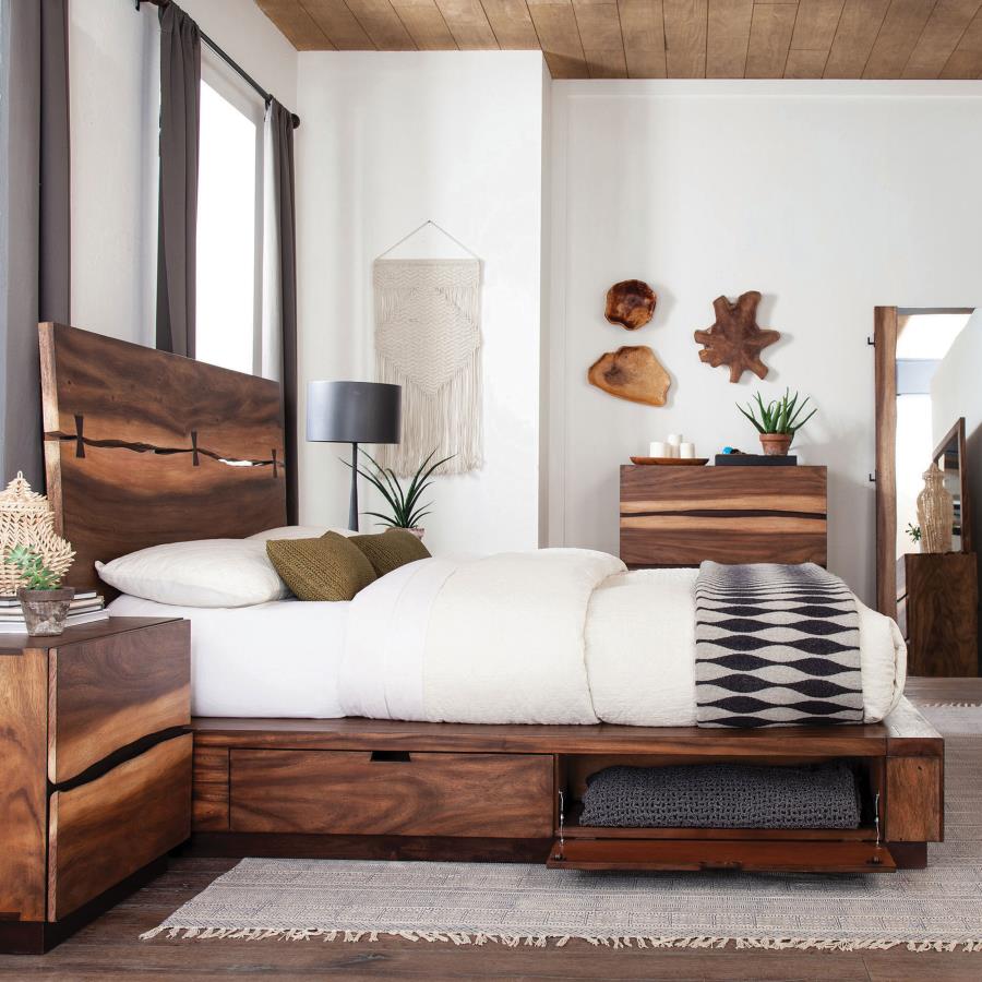 Riverbank Wood Queen Storage Panel Bed Walnut