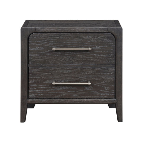 Onyx Black Nightstand with USB Charging