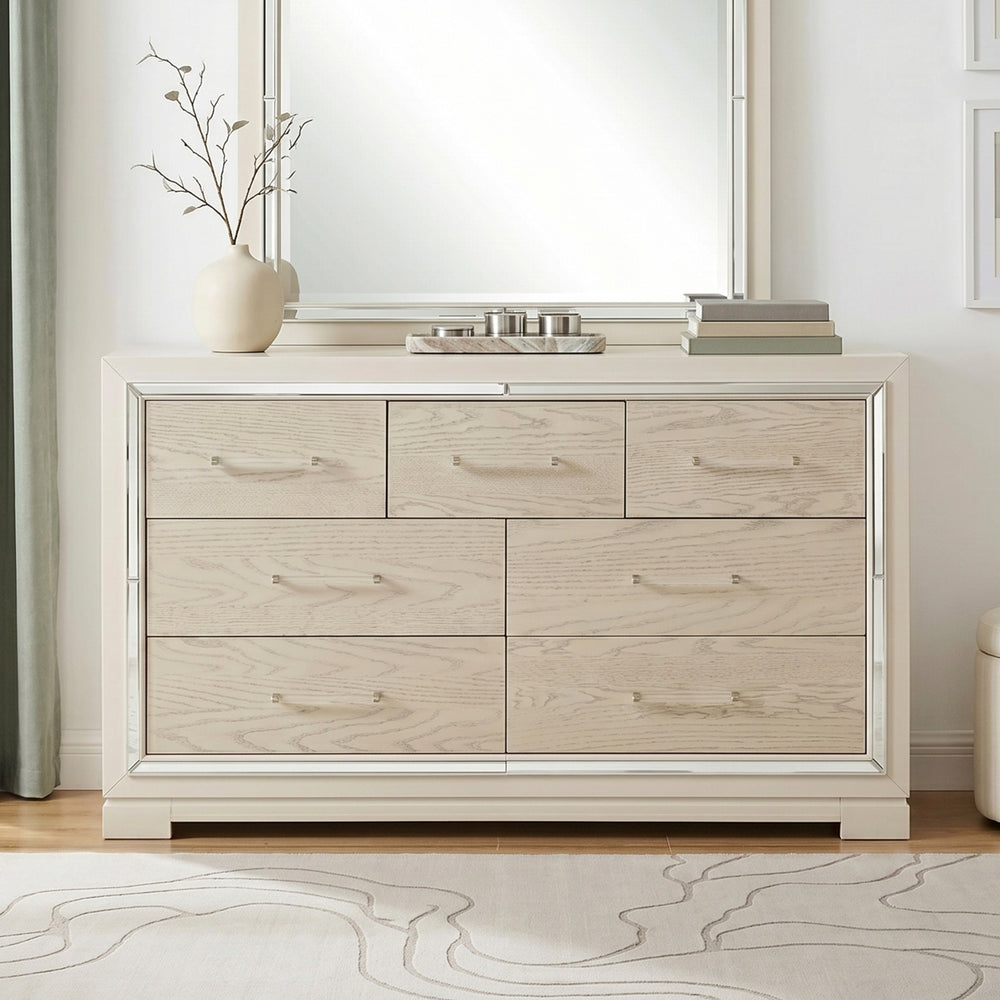 Opal Gray Glam 7-Drawer Dresser