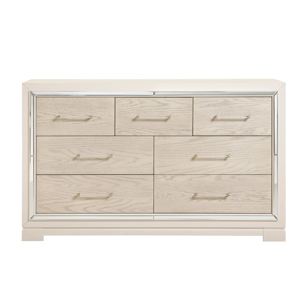 Opal Gray Glam 7-Drawer Dresser