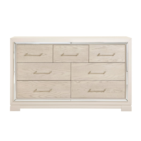 Opal Gray Glam Dresser with Mirror