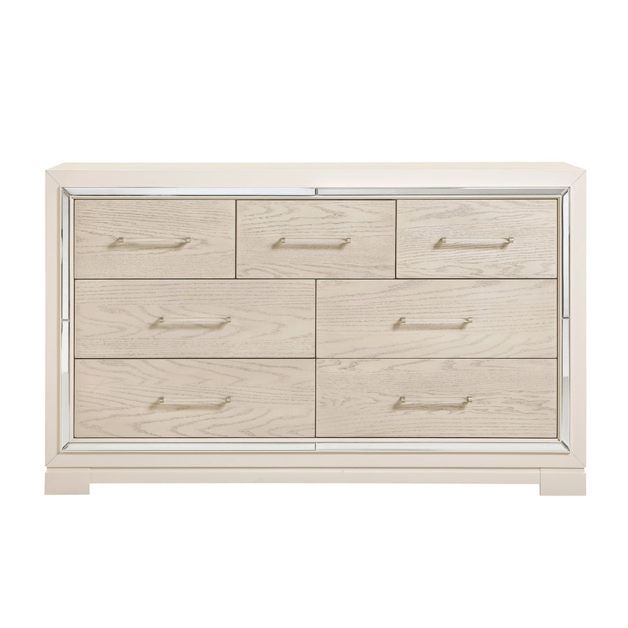 Opal Gray Glam Dresser with Mirror