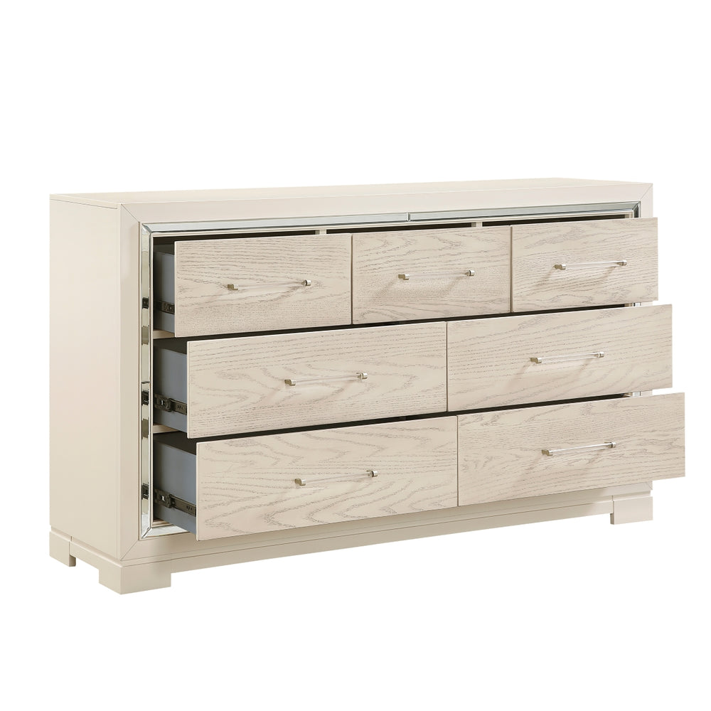 Opal Gray Glam 7-Drawer Dresser