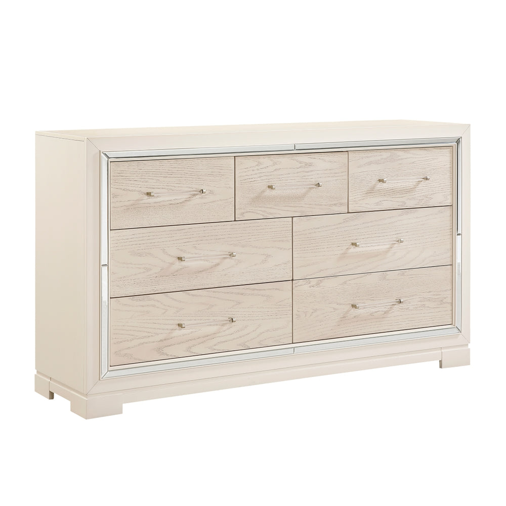 Opal Gray Glam 7-Drawer Dresser