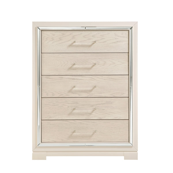 Opal Gray Glam 5-Drawer Chest